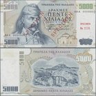 Greece: 5000 Drachmai 1997 SPECIMEN, P.205s with serial number 00A 000000, Specimen number 118 and red overprint ”Specimen” in perfect UNC condition....