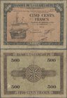 Guadeloupe: Banque de la Guadeloupe 500 Francs ND(1942) with signature: ”Directeur” Marconnet, P.24a, very popular banknote and seldom offered, staine...