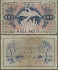 Guadeloupe: Caisse Centrale de la France d'Outre-Mer 1000 Francs 1944 with watermark, P.30b, extraordinary rare and very popular banknote, still intac...