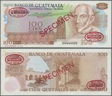 Guatemala: Banco de Guatemala 100 Quetzales 1972-83 TDLR Specimen, P.64s, traces of glue on back, otherwise perfect, condition: aUNC
 [plus 19 % VAT]