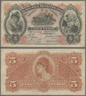 Guatemala: Banco Agrícola Hipotecario 5 Pesos 1917, P.S102c, still nice with several folds and creases, tiny pinhole and lightly toned paper. Conditio...