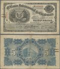 Guatemala: El Banco Internacional de Guatemala 5 Pesos 1916, P.S155b, almost well worn condition with small border tears, rusty marks of a paper clip ...
