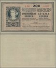Hungary: 200 Kronen 1918 Österreichisch-Ungarische Bank, P.16, series A2042 with wavy lines on back, almost perfect condition, just a few very tiny cr...