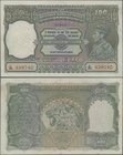 India: 100 Rupees ND(1937) portrait KGIV P. 20a, BOMBAY issue, only lightly used with 2 pinholes, crisp paper, light handling, condition: XF.
 [plus ...
