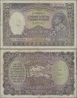 India: Reserve Bank of India 1000 Rupees ND(1937), place of issue BOMBAY, P.21a, small border tears, tiny holes and lighly stained paper. Condition: F...