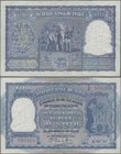 India: Reserve Bank of India 100 Rupees ND(1949-57) with red serial number, P.42b, staple holes at left as usually and a few creases in the paper, oth...