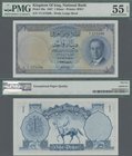 Iraq: National Bank of Iraq 1 Dinar 1947, P.39a, almost perfect condition with crisp paper and bright colors, PMG graded 55 About Uncirculated EPQ. Ra...