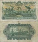 Ireland: The Hibernian Bank 1 Pound 1939 ”Ploughman”, P.14b, still great condition with lightly toned paper and several folds and creases in the paper...