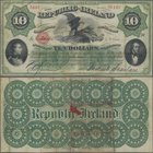 Ireland: National bond of 10 Dollars 1867, P.S102a, some folds and tiny holes at center, ink stain on back. Condition: F. Rare!
 [taxed under margin ...