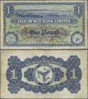 Isle of Man: Isle of Man Bank Ltd. 1 Pound 4th April 1957, P.6d, still intact note with a few minor margin splits and small border tears at left and l...
