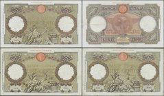 Italy: set of 8 notes 100 Lire 1937/39/40/42 P. 55, all used with folds, border tears possible, mostly pressed but still strongness in paper and origi...