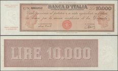 Italy: 10.000 Lire 1948 P. 87a, Bi821, probably pressed, but still strong paper and nice colors, no holes, condition: F+ to VF-.
 [taxed under margin...