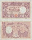 Italy: 500 Lire 1950 P. 90, rare and searched-for issue, center fold, lighter horizontal fold, no holes or tears, very light staining at lower left, n...