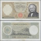Italy: 100.000 Lire 1967 P. 100a Manzoni, S/N B003488C, washed and pressed, minor border tears, lightly repaired, no holes, still strongness in paper ...