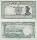 Jordan: 1 Dinar L.1949 (1952), P.6, still nice note with strong paper, probably pressed with some folds and lightly toned paper. Condition: F/F+
 [ta...