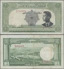 Jordan: The Hashemite Kingdom of Jordan 1 Dinar L.1949, P.6a, still nice with a few folds and lightly stained paper. Condition: F+
 [taxed under marg...