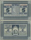 Latvia: Latwijas Walsts Kaşes 5 Rubli 1919, P.3f, great original shape and bright colors with vertical fold at center. Condition: VF+
 [taxed under m...