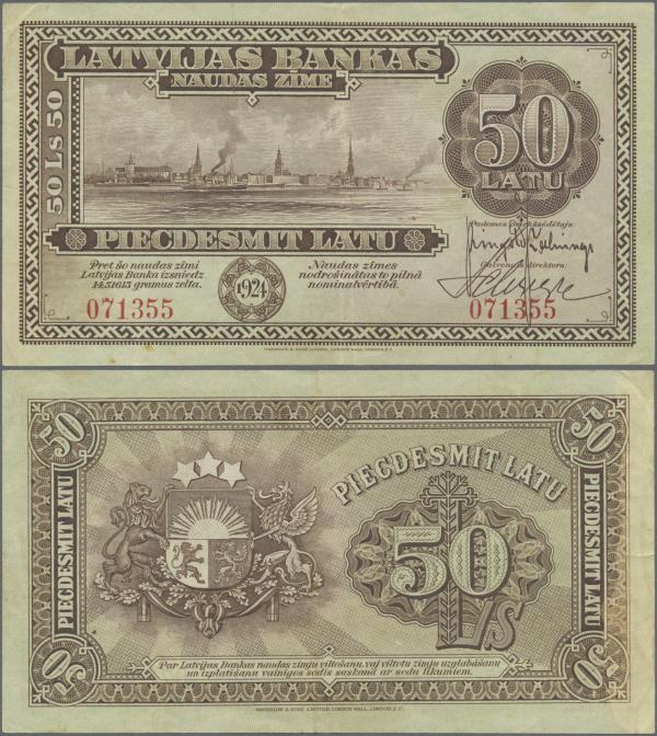 Latvia: 50 Latu 1924, P.16a, extraordinary rare banknote in great original shape...