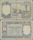 Lebanon: Banque de Syrie et du Liban 5 Livres 1950, P.49, still strong paper with a few folds, tiny margin split, tear at left border and small missin...