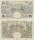 Lebanon: Banque de Syrie et du Liban 50 Livres 1950, P.52, very nice condition with a few tiny border tears, tiny hole at center and lightly toned pap...