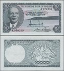 Malawi: Reserve Bank of Malawi 5 Shillings L.1964, P.1 in perfect UNC condition.
 [taxed under margin system]