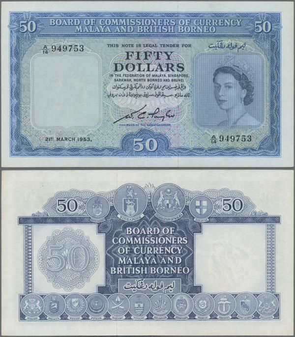 Malaya & British Borneo: Board of Commissioners of Currency 50 Dollars March 21s...