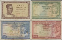 Mali: Very nice set with 5 banknotes Banque de la République du Mali with 100 and 5000 Francs first series 1960 and 500, 1000 and 5000 Francs of the L...