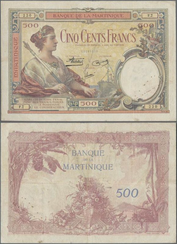 Martinique: Banque de la Martinique ND(1932-45), P.14, highly rare and seldom of...