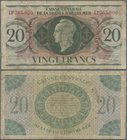 Martinique: Caisse Centrale de la France d'Outre-Mer 20 Francs L.1944, P.24, rusty pinholes, margin split and toned paper. Condition: F-
 [taxed unde...