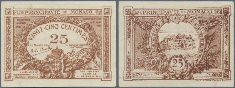 Monaco: Principauté de Monaco 25 Centimes 1920, P.1a, almost perfect condition, ...