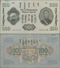 Mongolia: 100 Tugrik 1941, P.27, highest denomination of this series in still nice condition with some small ink stains at upper margin and a few soft...