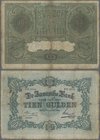 Netherlands Indies: De Javasche Bank 10 Gulden 1912, P.53, highly rare and seldom offered as an issued note, still nice with a few tiny repairs, some ...