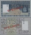 Netherlands: De Nederlandsche Bank 10 Gulden 1968 SPECIMEN, P.49s, serial number AA01234567890, punch hole cancellation and red overprint “Specimen” w...
