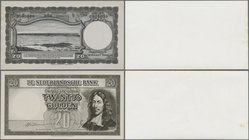 Netherlands: De Nederlandsche Bank photographic proof of front and reverse for an unissued 20 Gulden 1945, very similar to the 20 Gulden #76, but date...