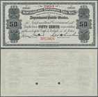 Newfoundland: 50 Cents ND Specimen P. A5s with small red ”Specimen” overprint at lower border, larger top border (from original sheet), zero serial nu...