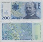 Norway: 200 Kroner 1994 SPECIMEN, P.48s, soft vertical folds at center and tiny spots on back, Condition: VF+. Very Rare!
 [plus 19 % VAT]