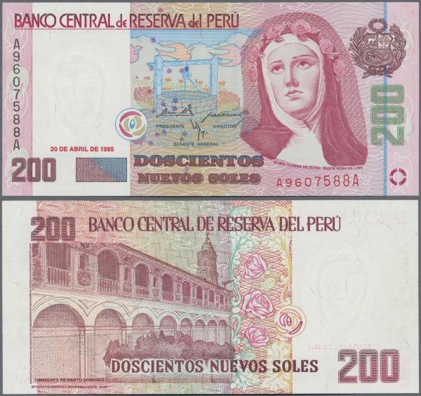 Peru: Banco Central de Reserva del Perú 200 Nuevos Soles 1995, P.162 in perfect ...