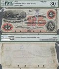 Peru: Banco de Londres Mexico y Sud America front proof for 25 Soles ND(1874), P.S296p, previously mounted, missing parts and some tears, PMG graded 3...