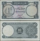 Qatar & Dubai: 10 Riyals ND(1960's), P.3, nice original shape with a few spots and several folds. Condition: VF Rare!
 [plus 19 % VAT]
