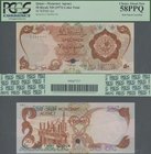 Qatar: Monetary Agency 50 Riyals ND(1973) color trial SPECIMEN, P.4cts with punch hole cancellation with a soft bend at center, PCGS graded 58 PPQ Cho...