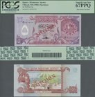 Qatar: Monetary Agency 5 Riyals ND(1980's) SPECIMEN, P.8s with punch hole cancellation in perfect UNC condition, PCGS graded 67 PPQ Superb Gem New
 [...