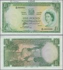 Rhodesia & Nyasaland: 1 Pound January 25th 1961 SPECIMEN, P.21bs with perforation Specimen at lower center, serial number X/72 000001 at upper left an...