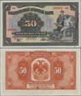 Russia: 50 Rubles 1919, Specimen with serial number 000000 and red ovpt. ”SPECIMEN” at center, P.39Bs, highly rare banknote with a tiny red miscolorat...
