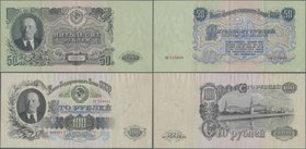 Russia: Pair with 50 and 100 Rubles 1947, P.229, 232, both in VF/VF+ condition. (2 pcs.)
 [taxed under margin system]
