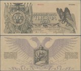 Russia: Northwest Russia 1000 Rubles 1919, P.S210, soft vertical bend at center, tiny pinhole and a few stains. Condition: VF+
 [taxed under margin s...