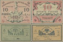 Russia: Central Asia – TURKESTAN District set with 4 banknotes 50 Kopeks, 1, 3 and 10 Rubles 1918, P.S1161a, S1162, S1163, S1165a in XF to aUNC condit...