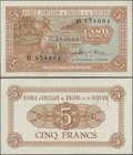 Rwanda-Burundi: Banque d'Émission du Rwanda et du Burundi 5 Francs 1961, P.1, very nice condition with a few soft folds and minor spots at upper margi...