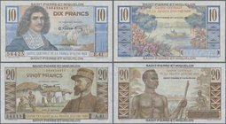 Saint Pierre & Miquelon: Caisse Centrale de la France d'Outre-Mer pair with 10 and 20 Francs ND(1950-60) P.23, 24, both in UNC condition. (2 pcs.)
 [...