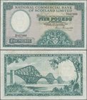 Scotland: National Commercial Bank of Scotland Limited 5 Pounds 1959, P.266, still strong paper and bright colors with a few folds, tiny tear at lower...