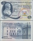 Scotland: The Royal Bank of Scotland 5 Pounds 1967, P.328a, almost perfect with a very soft vertical bend at center. Condition: XF+
 [taxed under mar...